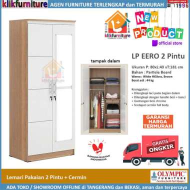 Lemari Pakaian Olympic EERO 2P / Lemari 2 Pintu Minimalis Putih