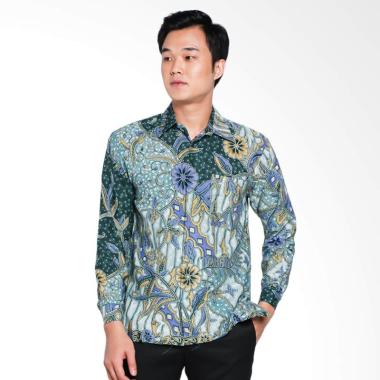 Batik Huza Motif Rentes Katun Kemeja Pria - Tosca Green