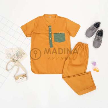 Baju Gamis anak Stelan - Gamis Full Color- Baju anak Murah Basrah 12 Kuning Kunyit