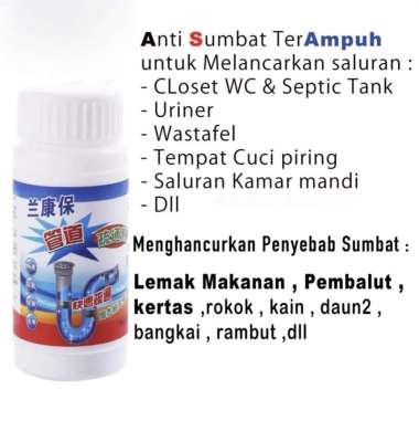 Bubuk Anti Sumbat Mampet/WC Mampet melancarkan saluran air pipa tersumbat putih