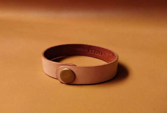 Keizo Leather Bracelets Gelang Kulit Simple XI Vegtan Asli Tan