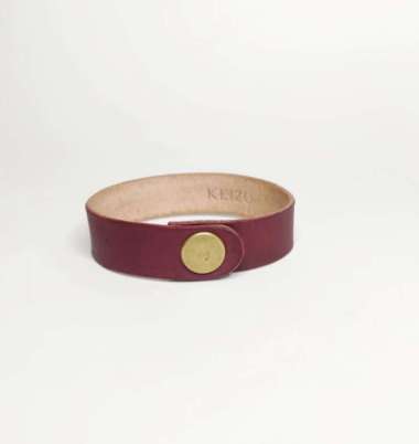 Keizo Leather Bracelets Gelang Kulit Simple XI Vegtan Asli Merah