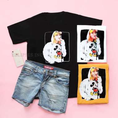 ELLIPSESINC Kaos Oversize Pria & Wanita Mickey Donut XL Hitam