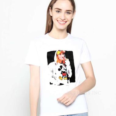 ELLIPSESINC Kaos Oversize Pria & Wanita Mickey Donut L Putih