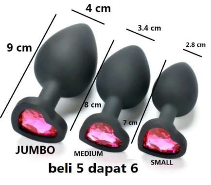 D555b MEDIUM anal plug bentuk hati bahan silikon silika alat bantu pria dan wanita