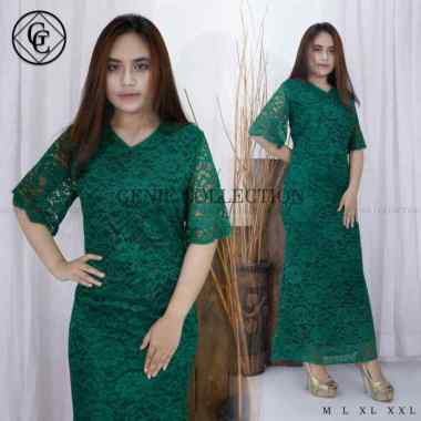 Long Dress Brukat Terbaru/Dress Brokat Wanita/dress modren XXL hijau