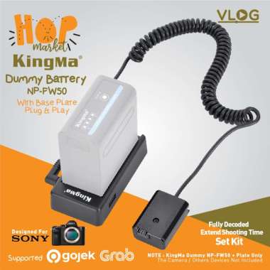 KingMa Kit DR-FW50 Dummy Battery NP-FW50 with NP-F Series Adapter Plate Baterai BM-F980D for Sony A6