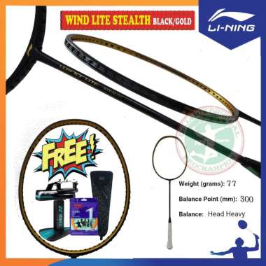 LINING WIND LITE STEALTH 80 GRAM RAKET BADMINTON ORIGINAL black gold