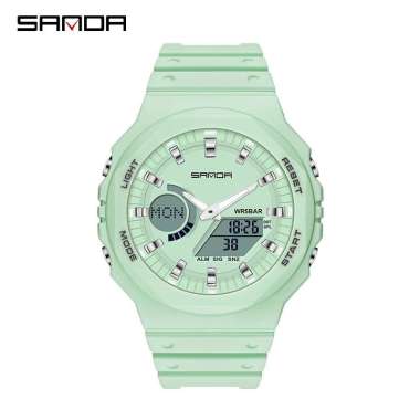 Jam Tangan Pria Wanita Digital SANDA 6016 Sport EL Backlight Tali Rubber Anti air Tosca