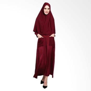BIG SALE ! Ayda Wolly Set Gamis + Hijab - Maroon