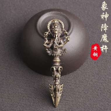 Vintage fleur cabochon Tibetan Bronze Verre Chaîne Collier Pendentif #G8