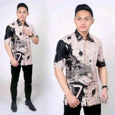 Hem Batik Pria Lengan Pendek | Baju Batik | Baju Atasan Pria | Baju Pria Lengan Pendek motif 3 L
