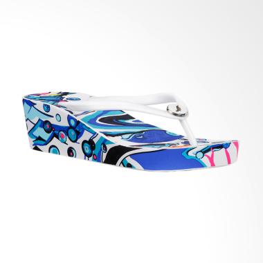 Sakroots Lalo Aqua Water Nation Wedges Sandal Wanita