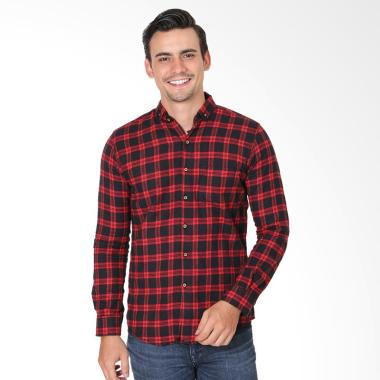 MENTLI Carlos Flannel Shirt Kemeja Pria - Merah