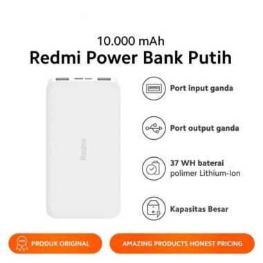 XIAOMI REDMI POWER BANK 10.000MAH ORIGINAL Putih