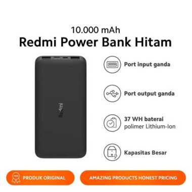 XIAOMI REDMI POWER BANK 10.000MAH ORIGINAL Hitam