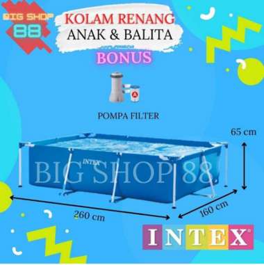 PAKET HEMAT INTEX 28271 KOLAM RENANG PORTABLE KOLAM RENANG ANAK FRAME POOL 2M 2METER 2 METER 260X160