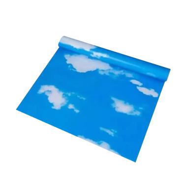 Wallpaper Premium PVC Motif Nature Sticker Dinding - Aqua Blue [Size 45 cm x 10