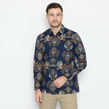 Platini Kemeja Batik Lengan Panjang Katun navy 460514 XXL