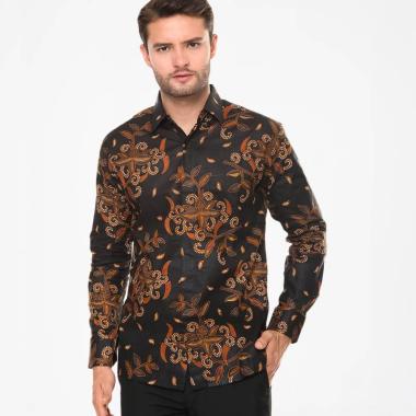 Batik Agrapana Print Adwitiya Lengan Panjang Kemeja Batik Pria - Hitam