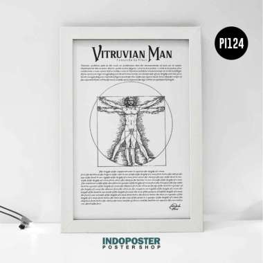 Poster Lukisan Repro Leonardo da Vinci Vitruvian Man A2 60X40cm