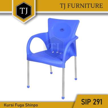 Shinpo Kursi Cafe Plastik dengan Tanganan / Kursi Tamu / Kursi Teras - Fuga SIP 291 Biru
