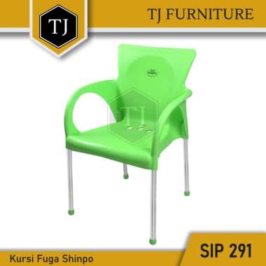 Shinpo Kursi Cafe Plastik dengan Tanganan / Kursi Tamu / Kursi Teras - Fuga SIP 291 Hijau