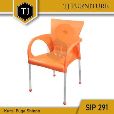 Shinpo Kursi Cafe Plastik dengan Tanganan / Kursi Tamu / Kursi Teras - Fuga SIP 291 Orange