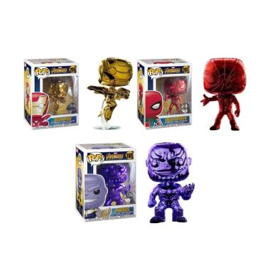 Funko POP! Avengers Infinity War Iron Man Iron Spider Thanos Chrome Mainan Vinyl