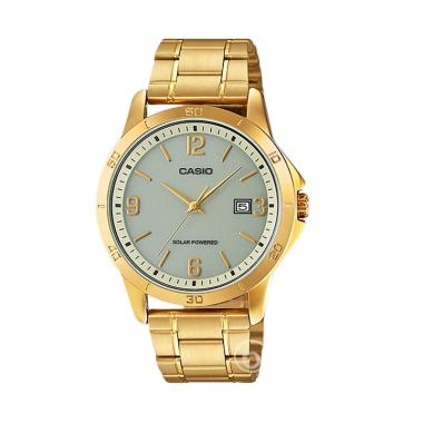 CASIO Enticer Solar Powered IP Steel Jam Tangan Pria [MTP-VS02G] White Gold