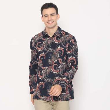 Platini Batik Pria Lengan Panjang Katun Navy 460510 S