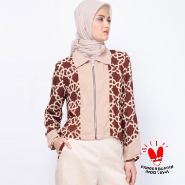 Hanari Blouse Zipper Semi Jaket Authentik Batik Motif Islamic Geometric Atasan Wanita