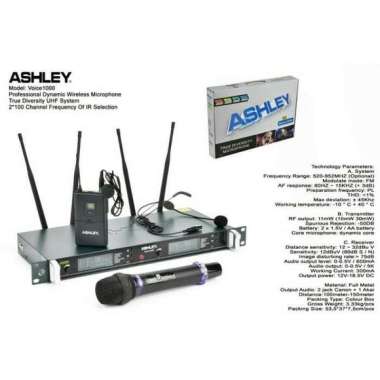 Mic Wireless Ashley VOICE 1000 Original Pegang Jepit Headset