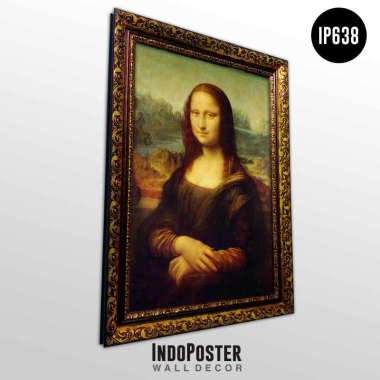Poster Lukisan Repro Monalisa Leonardo Da Vinci Bingkai Ukir Eksklusif INDOPOSTER A2 60X40cm