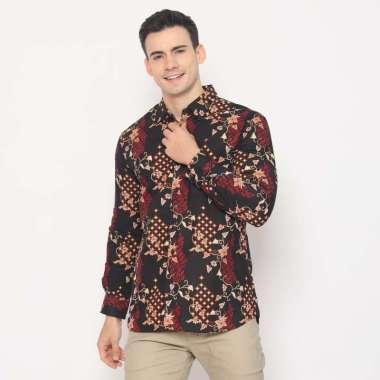 Platini Batik Pria Lengan Panjang Katun Hitam 460520 S