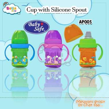 BABY SAFE BOTTLE CUP WITH SILICONE SPOUT / TRAINING CUP BABY SAFE - Orange AP005 ORIGINAL 100 % Mult