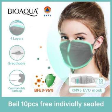 BIOAQUA Disposable Face Mask Masker KN95 EVO 4play Kesehatan - Hitam Multicolor - Multicolor