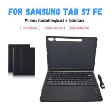 TRIPLEDI Case Samsung Galaxy Tab S7 FE 2021 5G Keyboard Wireless Bluetooth Removable Split Magnetic 