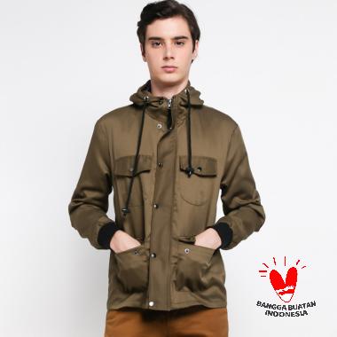 Grosirjaket Parka Hoodie Jacket Pria - Green L Hijau