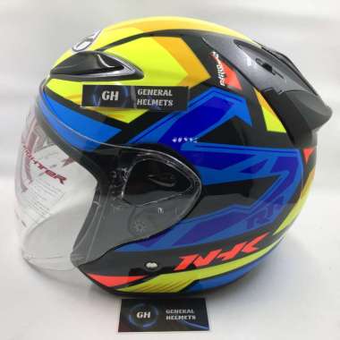 HELM NHK R6 STARCO BLACK YELLOW BLUE HITAM KUNING BIRU HALF FACE M