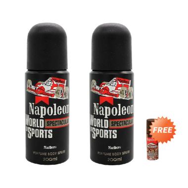 Napoleon Marlboro Hitam Parfum Deodorant Spray 200 mL (2 pcs) + Free Commander 65 mL (1 pc)