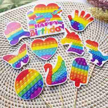 satu set cake topper toper hiasan kue ulang tahun karakter pop it POP IT mix