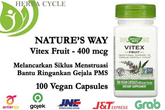 Natures Way Vitex Fruit 400 mg 100 Veggie Caps ORI USA Nature Way Vitex