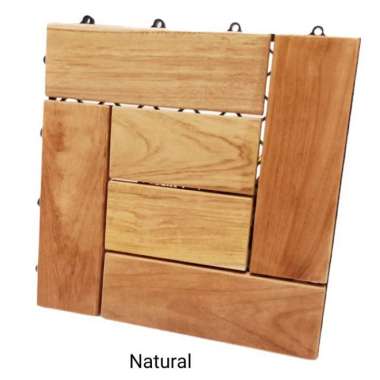 Lantai kayu jati decking tile motif CIRCLE Runnen Deck Bongkar Pasang 30x30 cm circle natural