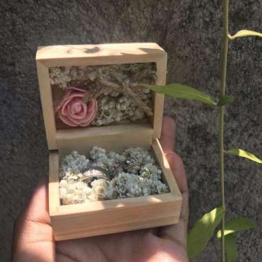 Kotak Cincin Kayu Mini Size Vitage Ukir Ukir Cincin