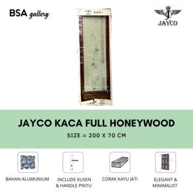 PINTU ALUMUNIUM KAMAR MANDI TOILET CORAK KAYU COKLAT FULL KACA JAYCO ENGSEL KIRI