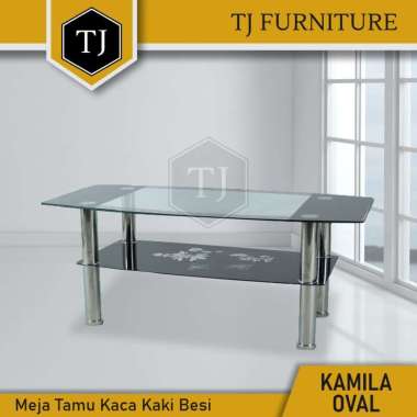 Meja Tamu Kaca / Meja Sofa / Meja Kaca Minimalis - Kamila Oval