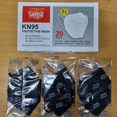 Sensi KN95 Protective Mask 5ply isi 20 pcs Masker Medis N95 KN 95 Kesehatan Original Hitam