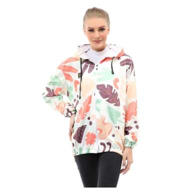 Hamlin Hardwin Jacket Outer Wanita Jaket Hoodie Sepeda Leaf Motive Material Parasut ORIGINAL - Multi