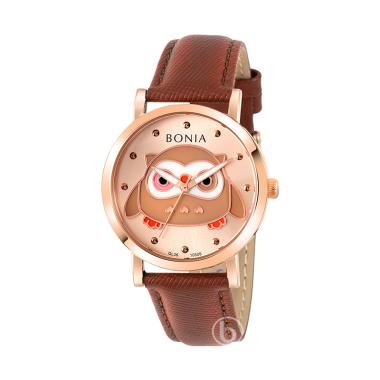 BONIA B10506 3D Owl Analog Jam Tangan Wanita [Original] Dark Brown/ Rose Gold